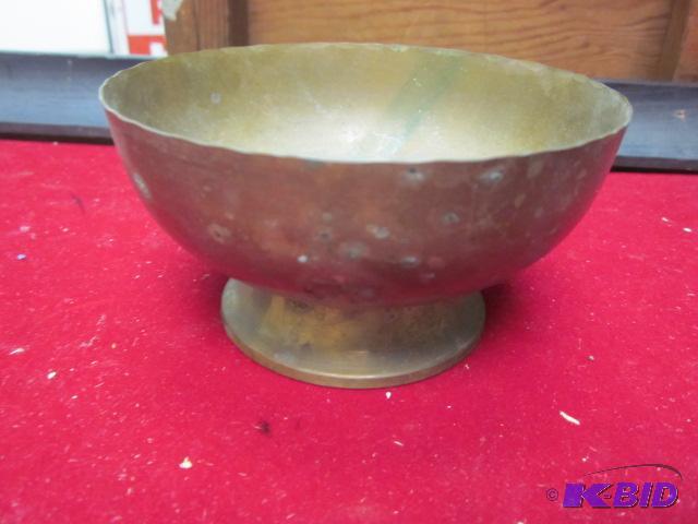 Small brass bowl, footed, marked Made in Swed...