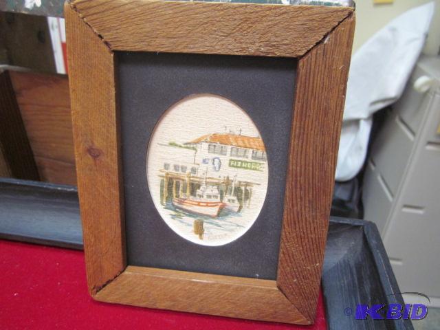 Vintage framed 1972 original water color, Fis...