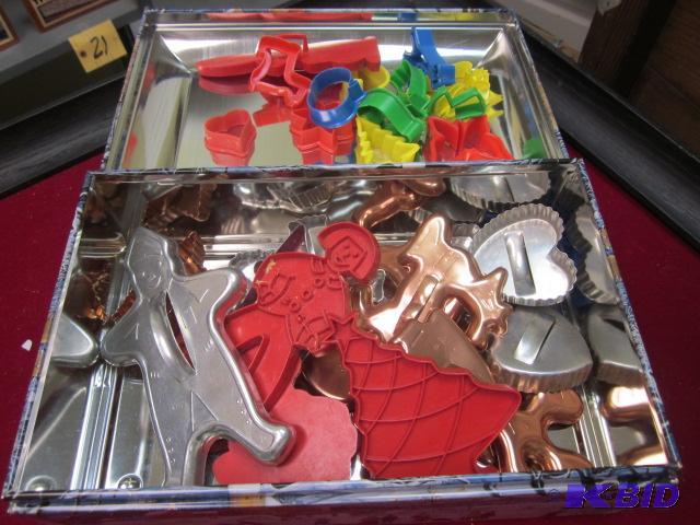 Tin box full of vintage cookie cutters.&nbsp...