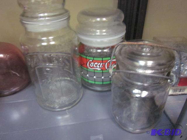 Lot of (3) vintage glass jars including Plant...