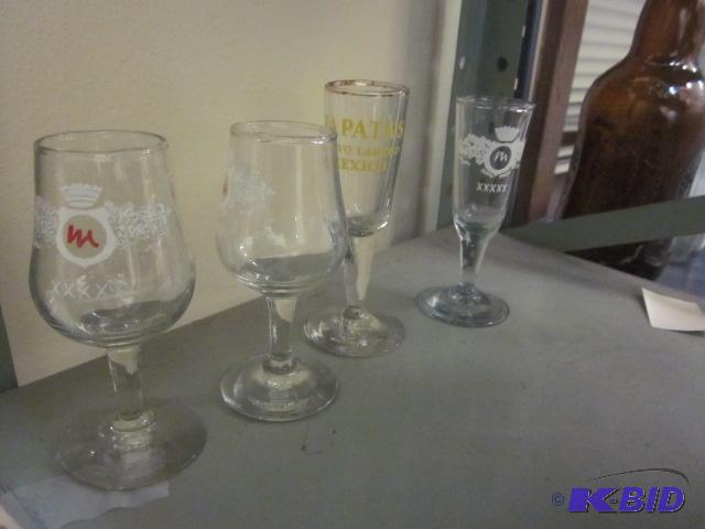 Lot of (4) liqueur serving glasses with adver...