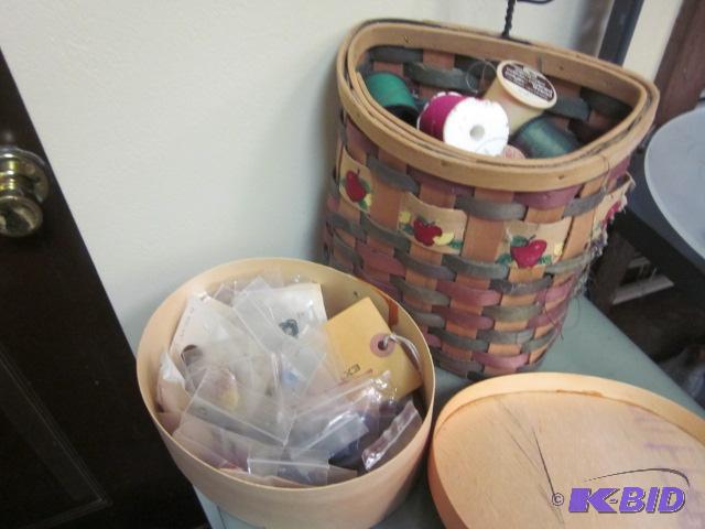Basket of thread and box of buttons.  &nbsp ...