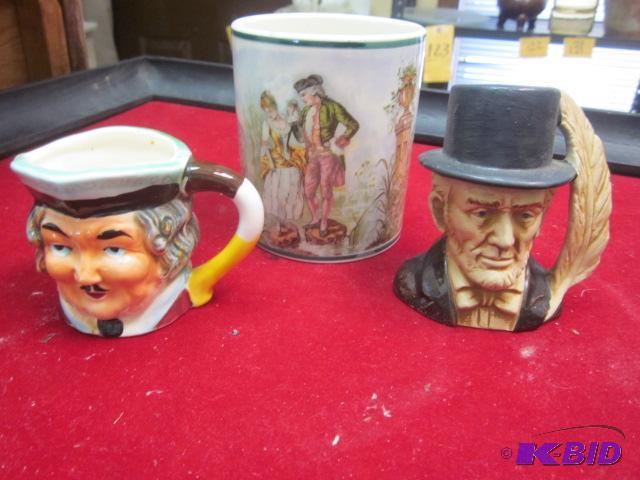 Lot including Toby Mug, Shaving Mug, and Linc...