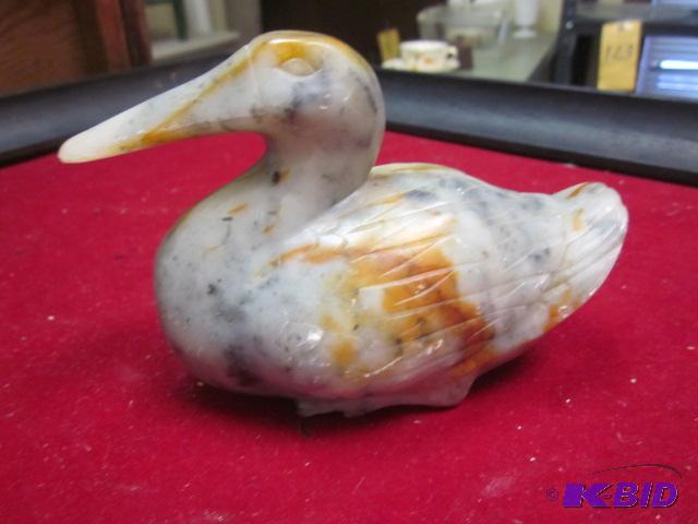 Vintage carved stone or marble 6 inch duck.  ...
