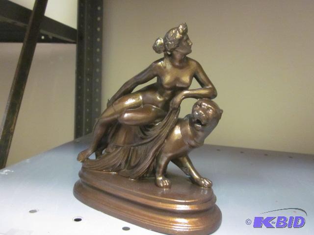 8 inch ceramic Art Deco statue painted bronze...