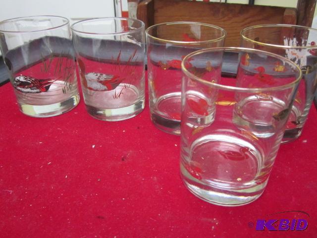 Lot of (5) low ball duck glasses.  &nbsp  &n...