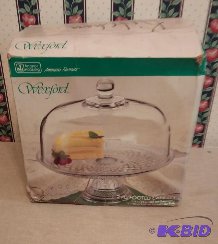 NEW footed covered glass cake plate...