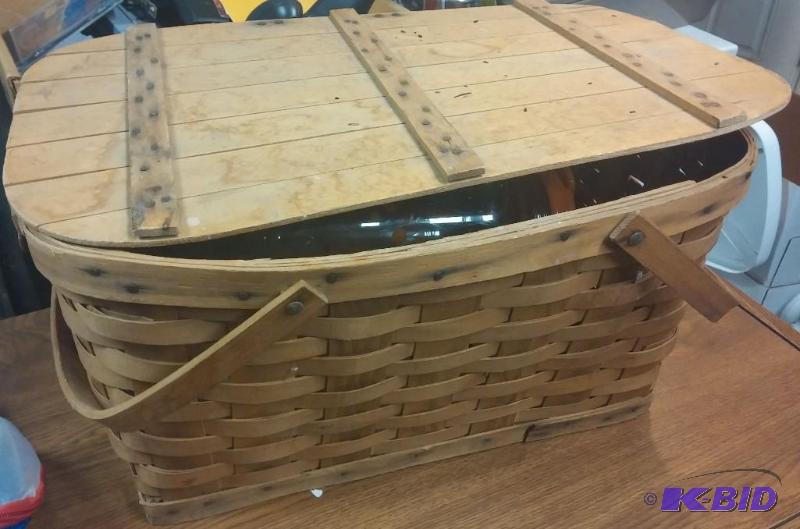 Vintage picnic basket with contents...