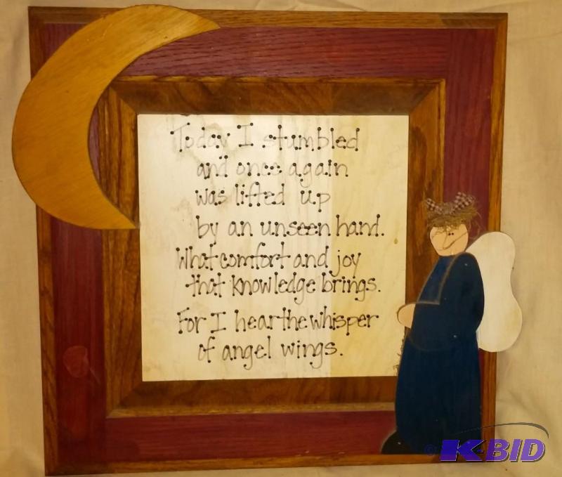 Wooden picture of Angel, 16&quot by 16&quot...