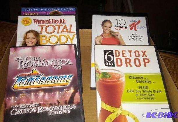 Exercise DVDs as shown...