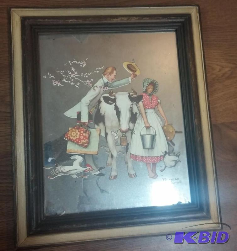 Norman Rockwell mirror. No cracks 12&quot10&...