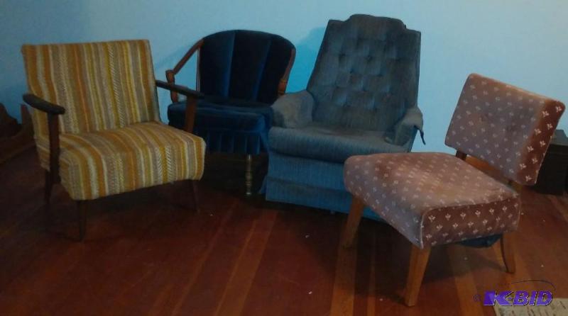 Lot of 4 vintage chairs, one is a rocker...