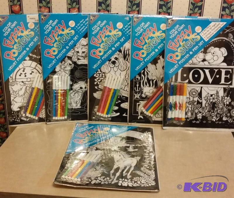 Lot of 6 Fuzzy Coloring Posters NEW...