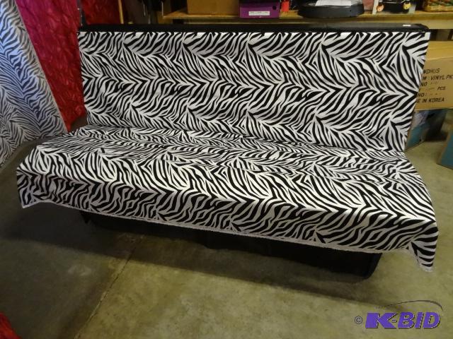 lot 13 image: Wood Outdoor Bench Covered with Fabric. Very ...