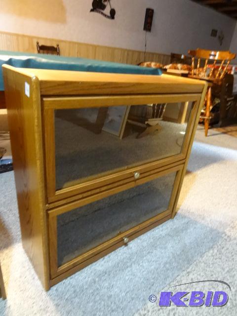 lot 24 image: 2 Door Wood Cabinet. Doors have Glass. Doors ...
