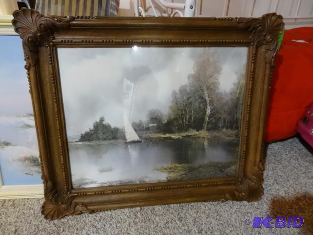 lot 26 image: Plastic Frame Print. Might be Home Interiors...
