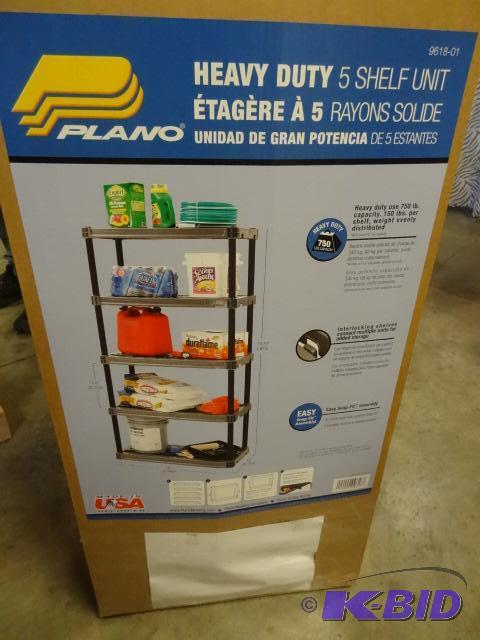 lot 7 image: Plano Heavy Duty 5 Shelf Unit. 36 X 18 X 74. ...