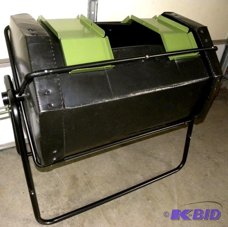 lot 69 image: Compost Tumbler, heavy duty steel frame, blac...