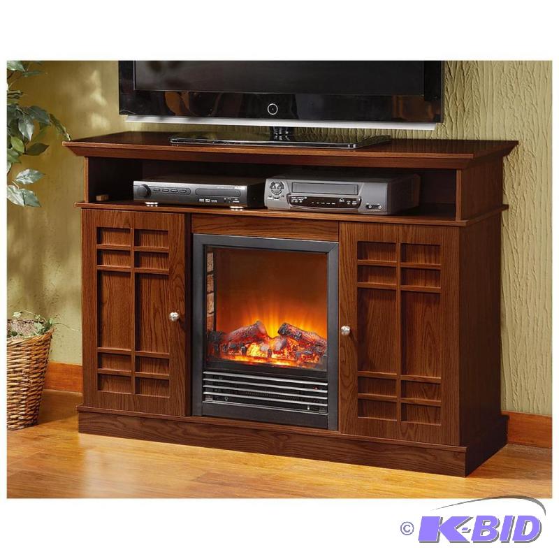 lot 71 image: Castlecreek Mission style Media Stand Firepla...