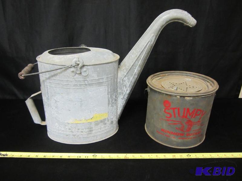 Vintage Minnow Bucket and Watering Can