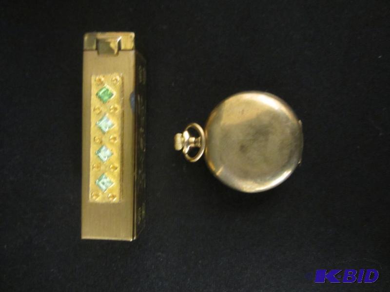 Vintage Pocket Watch and Lipstick Holder