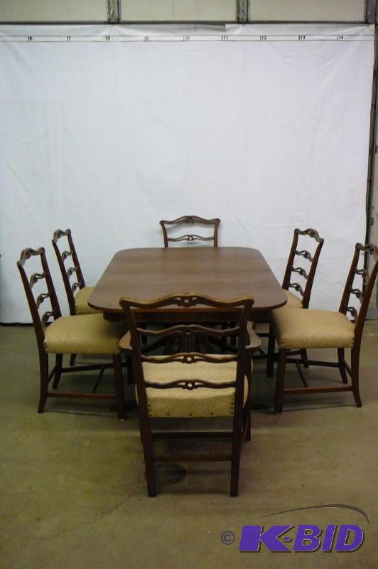 Antique 1940s solid mahogany set of 6 Chippe...