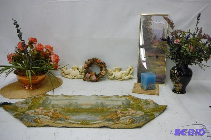 Vase, flowers, candles, angle decorations,pic...