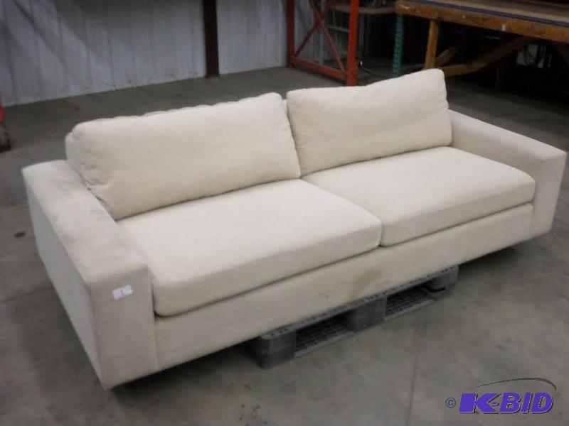 Two-Seater Fabric Sofa, No Legs, Has A Stain ...