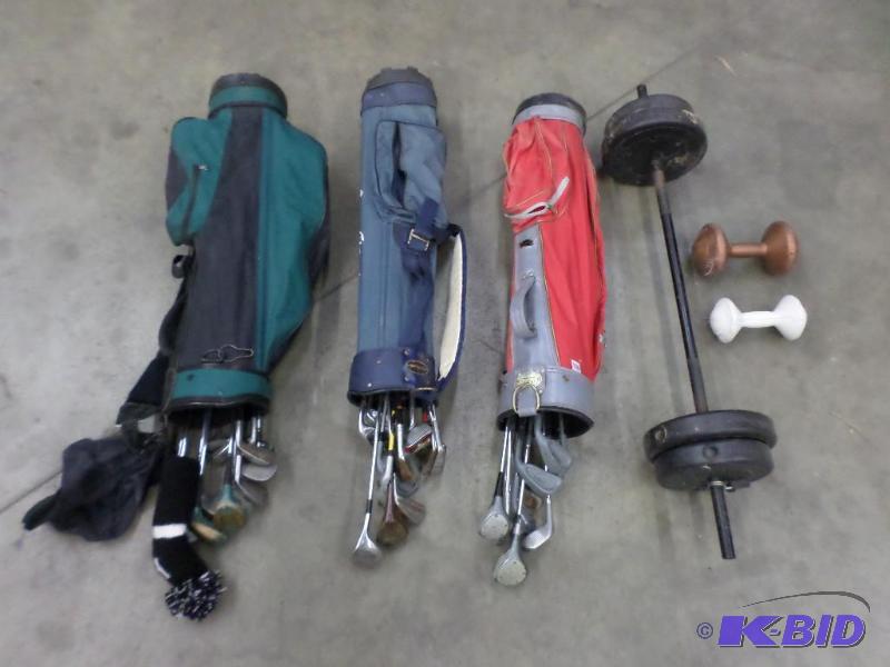 Lot Of Lifting Weights &amp Golf Club Sets...
