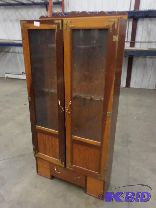 8-Place Wooden Gun Cabinet With Glass Doors, ...
