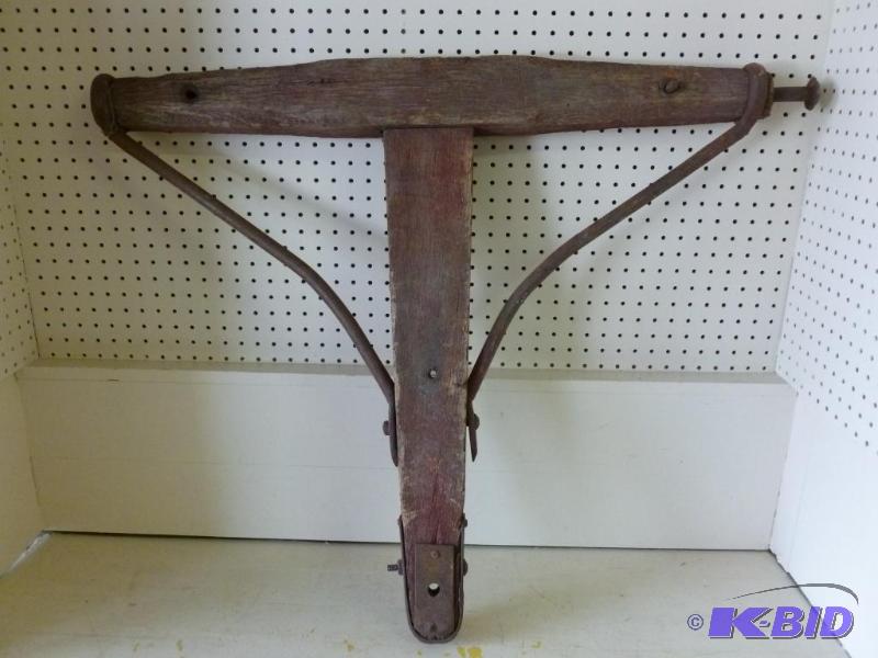 lot 137 image: Large antique wood with iron supports wagon ...