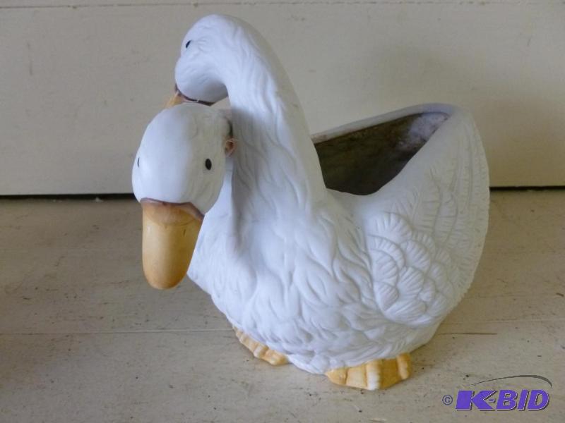 lot 158 image: Nice double headed porcelain goose planter, n...