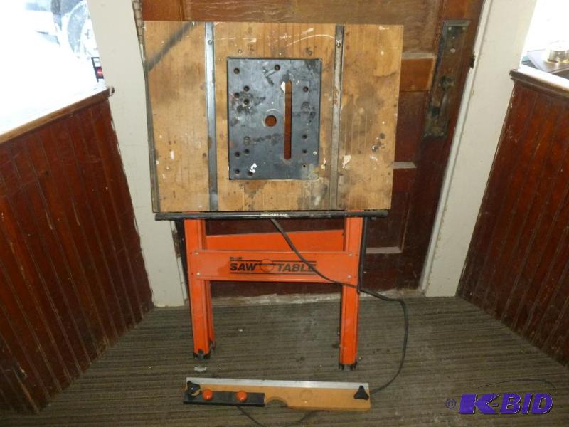 lot 54 image: Hirsh heavy duty fold up saw table with elect...