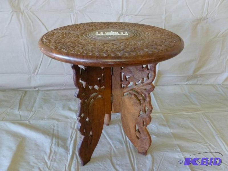 lot 63 image: Beautiful hand carved walnut plant stand that...
