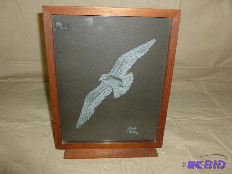 lot 73 image: Dick Miller walnut stand framed bird picture ...