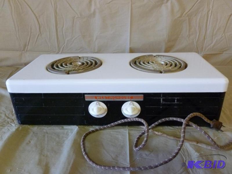 lot 9 image: Vintage Westinghouse two burner table top ele...