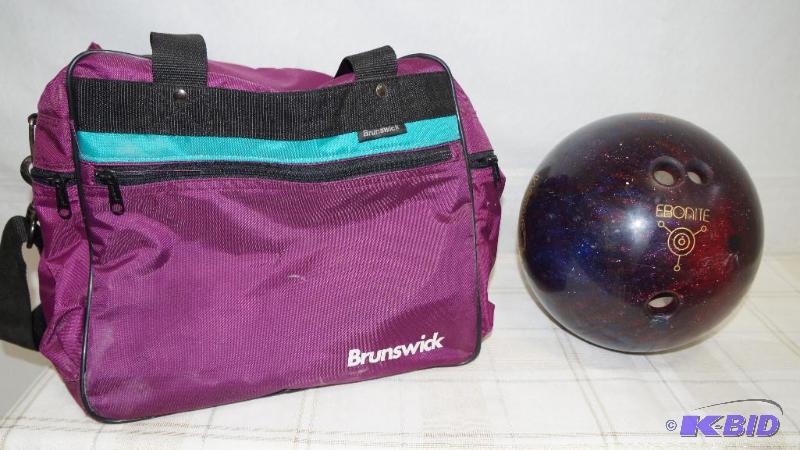 Ebonite Bowling Ball with Brunswick Bowling Ball Bag