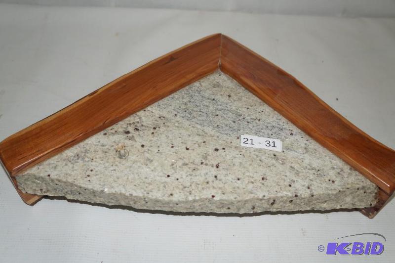 Wood and Granite Tray with Candle
