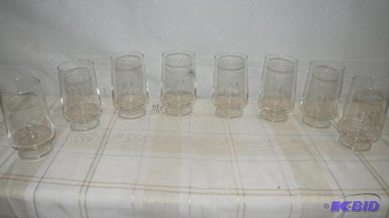 Lot of 8 M Engraved Brandy Glasses