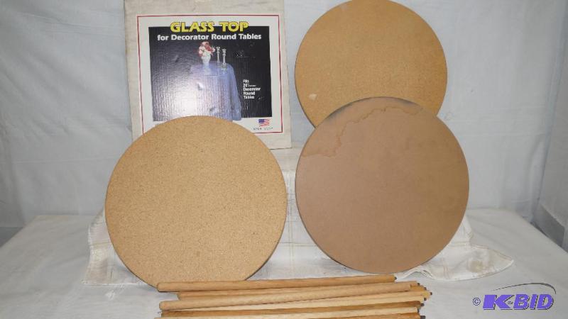 Set of 3 Round Decorator Tables & 1 NIB Glass Top