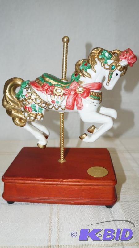 Heritage House Christmas Eve Collection Winter Wonderland Musical Carousel Horse