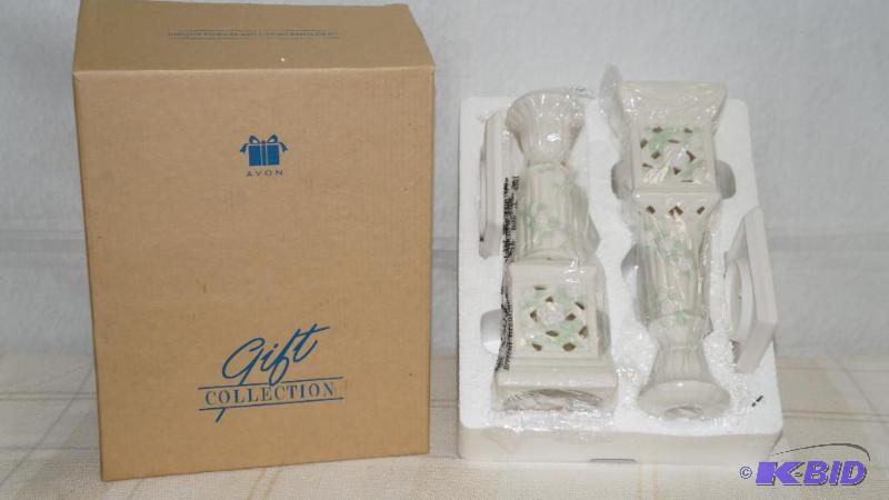 NIB Avon Bisque Porcelain Candle Holders