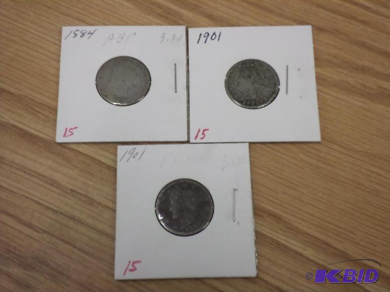 3) Liberty V Nickels, 1884, 1901, 1901...