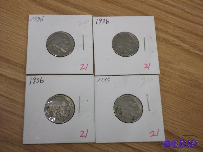 4) 1936 Buffalo Nickels...