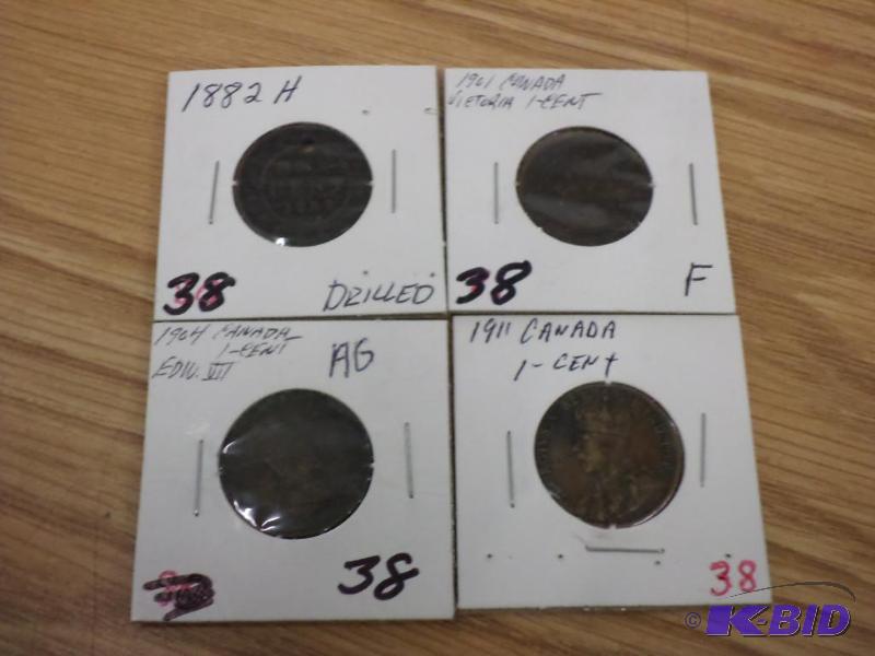 4) Canadian Large Cents, 1882H, 1901, 1904, 1...