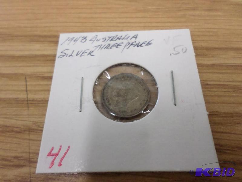 1943 3 Pence, VF Australia -Silver...