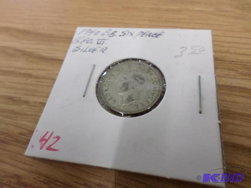 1940 6 Pence, VF Great Britian -Silver...