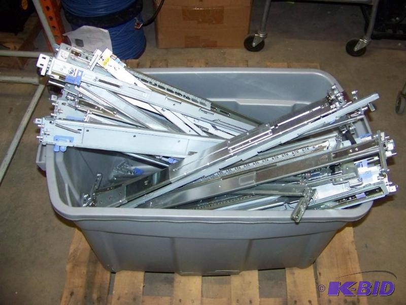 Large bin of Server Rack Rails  Slides