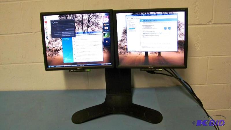Ergotron, LX, Dual DisplayLift, Computer Monitor Stand and (2) Acer, 17 Monitors