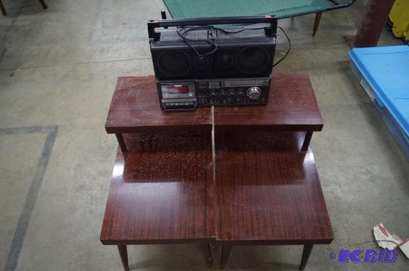 2 tables and radio
